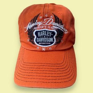 Orange harley davidson hat